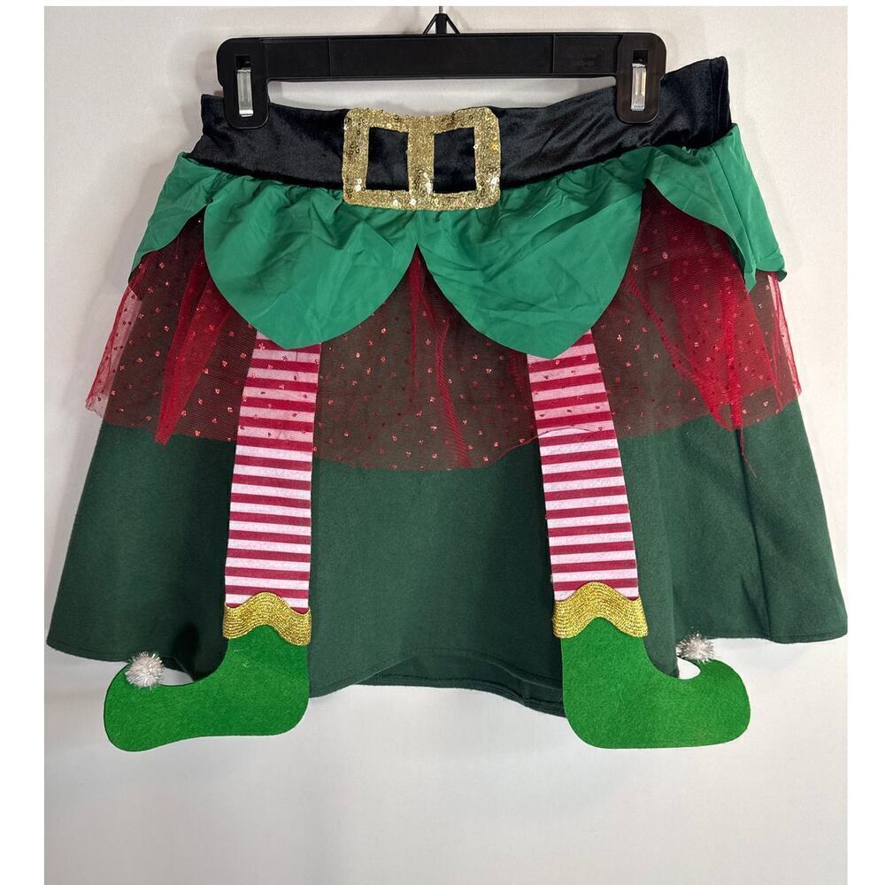 Love On A Hanger Christmas‎ Elf Mini Skirt Green Women's Medium NWT